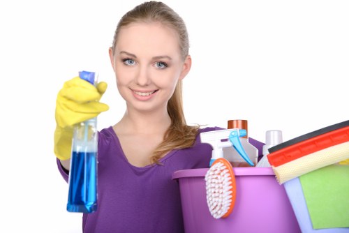 Cleaner preparing a Bermondsey apartment for a home clean